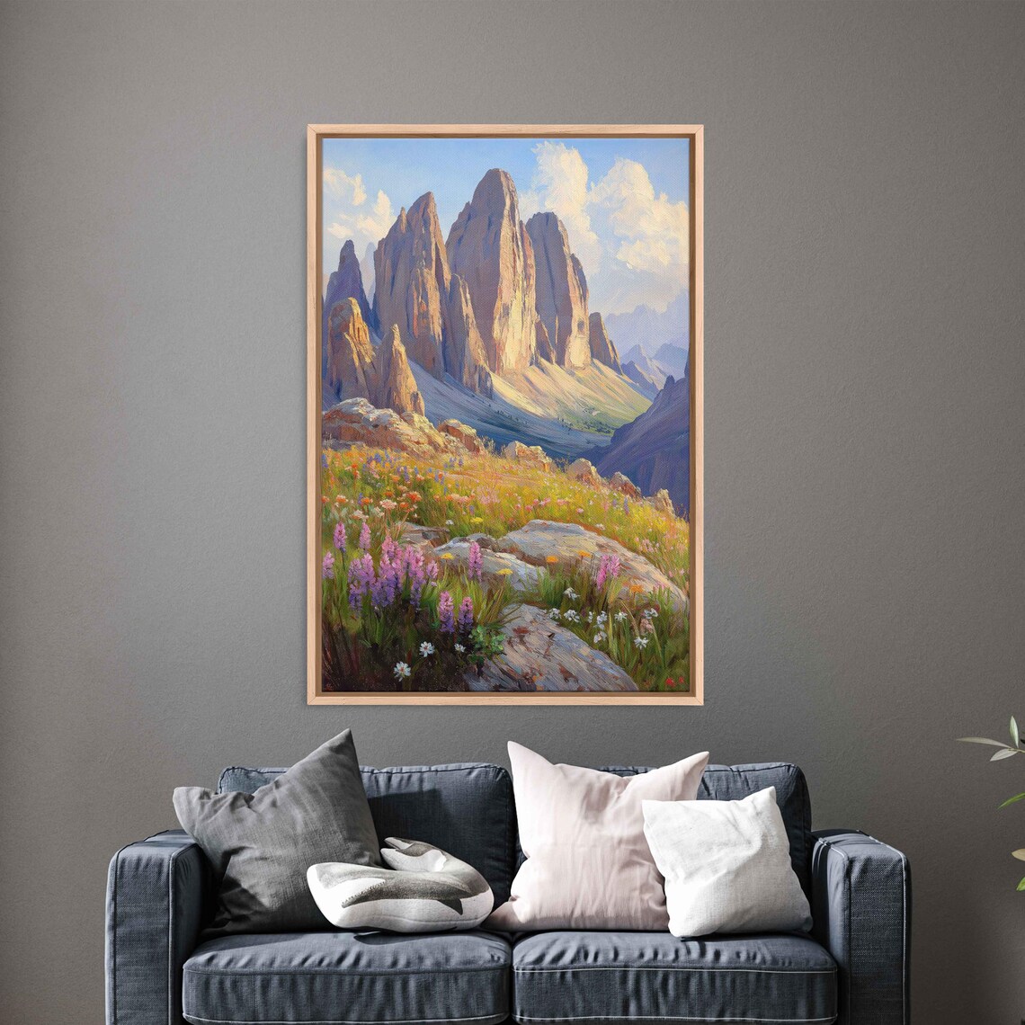 Dolomites Mountain Landscape Art Print, Wildflowers - Image 3