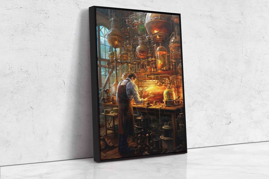 Steampunk Science Lab Experiments Wall Art Print - Image 4