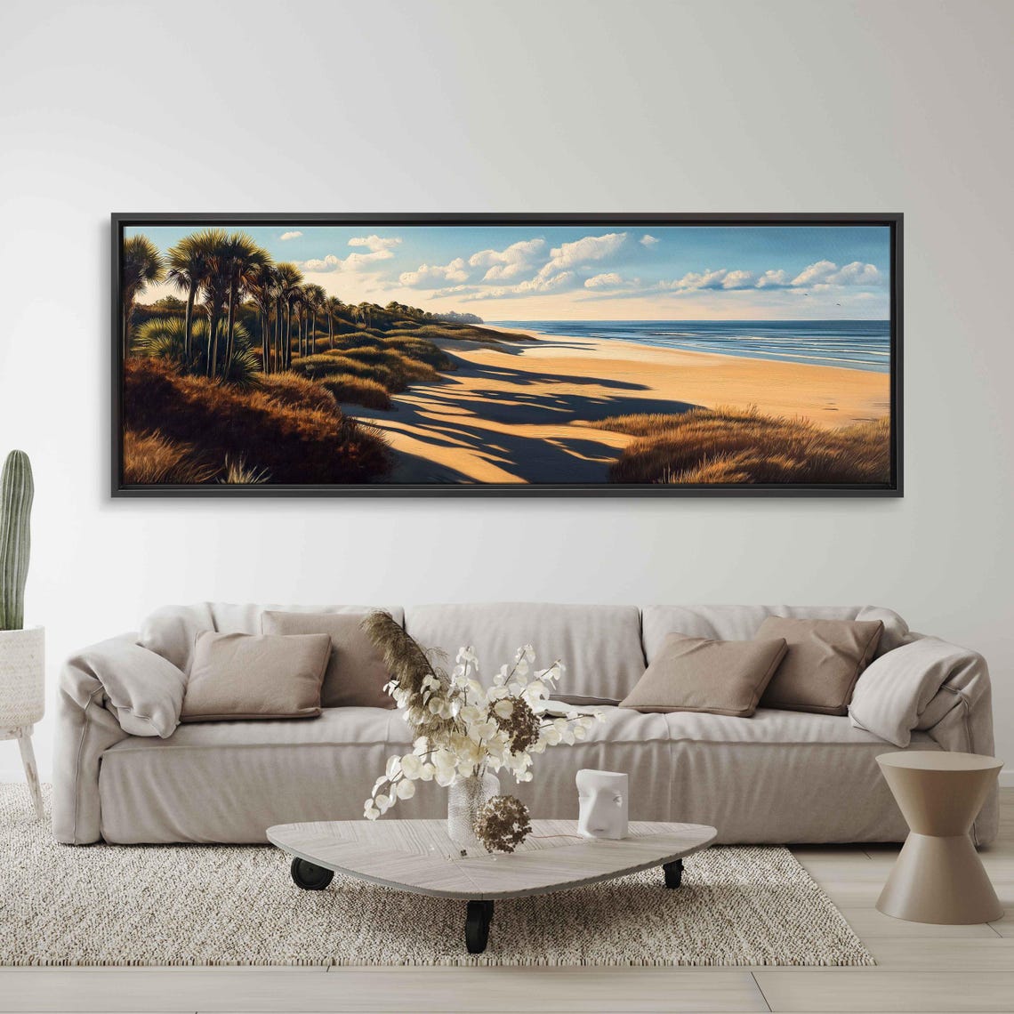 Kiawah Island Beach Scene Wall Art Print Palm Trees Golden Sands Ocean Waves - Image 3