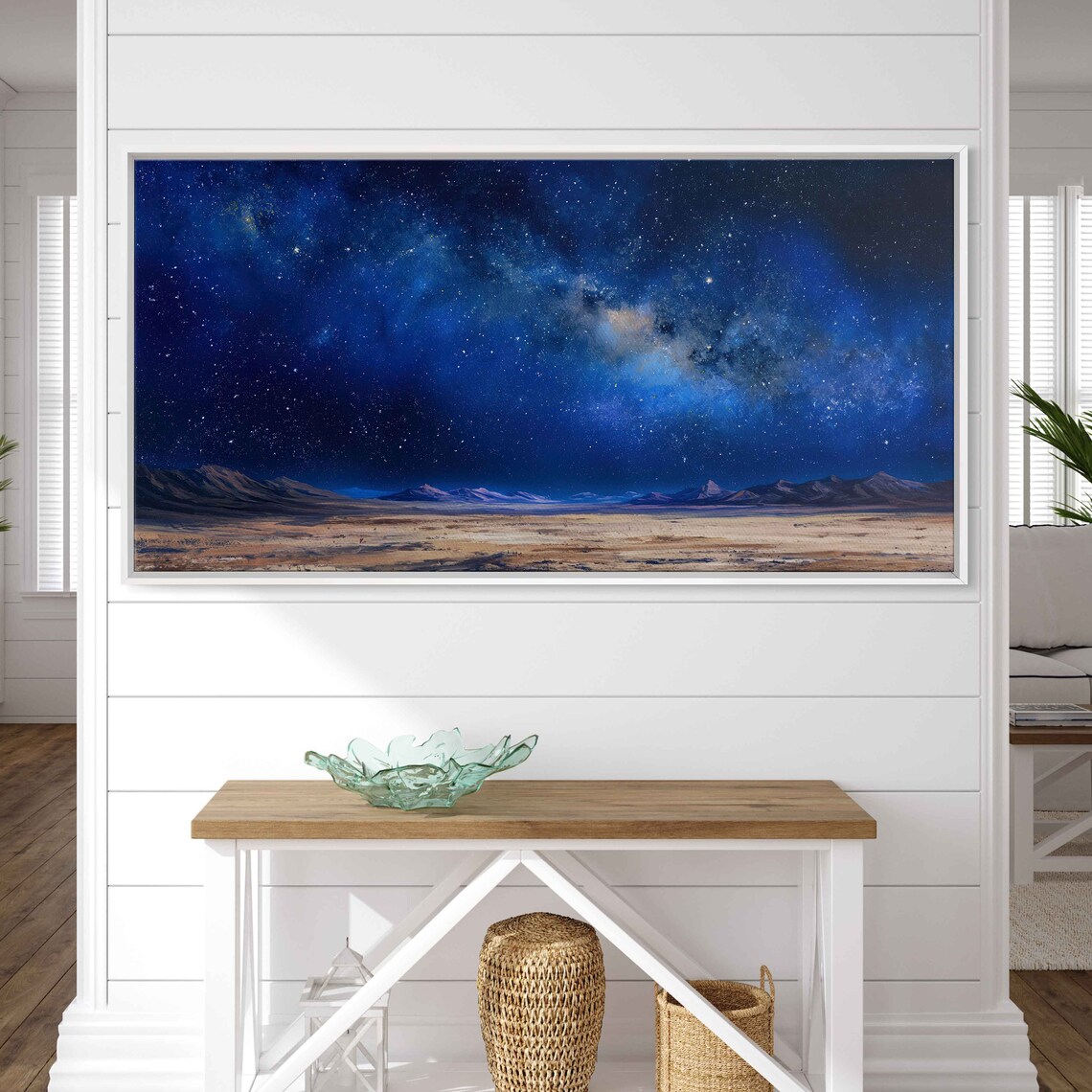 Starry Night Sky Milky Way Desert Mountains Vibrant Cosmic Wall Art Poster - Image 3