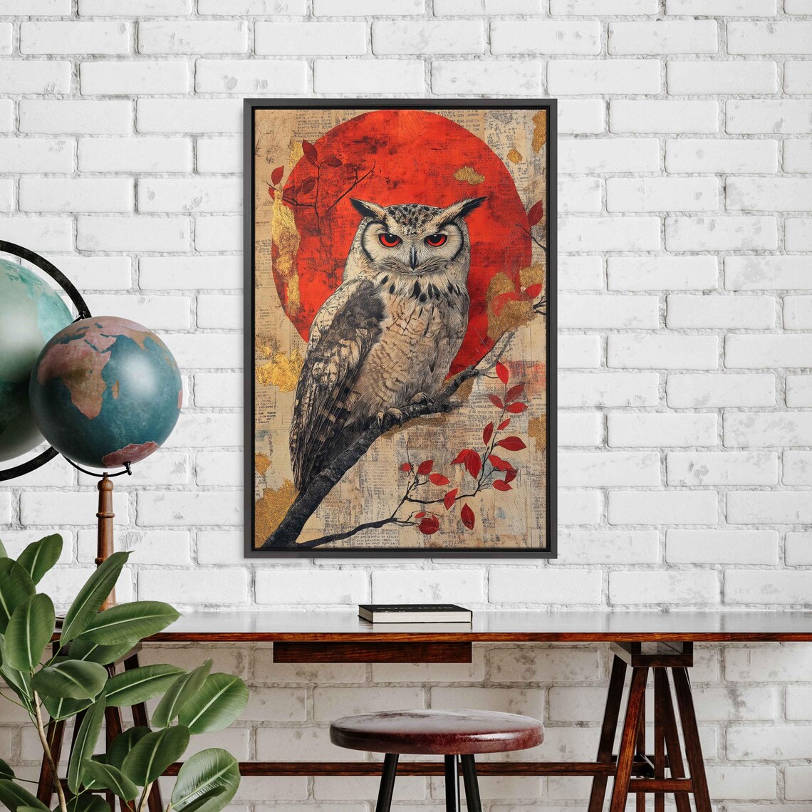 Owl Moonlit Magic, Surreal Whimsical Collage