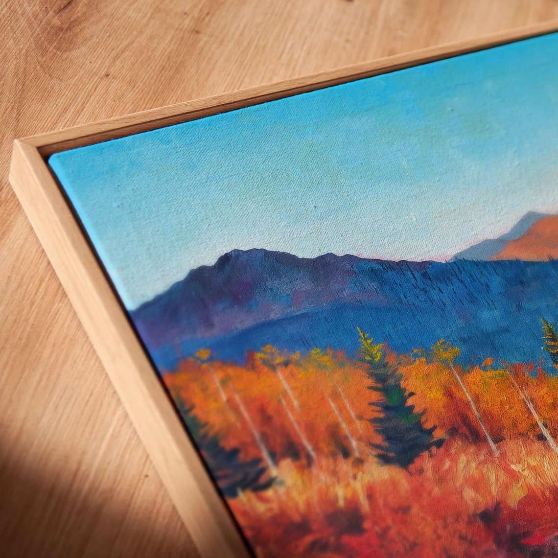 Autumn Mountain Range Fiery Foliage Peaks Blue Sky Nature Poster - Image 2