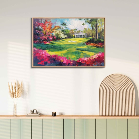 Augusta National Golf Course Clubhouse Acrylic Wall Art Print Gift For Golfer Beautiful Foliage Ready To Hang