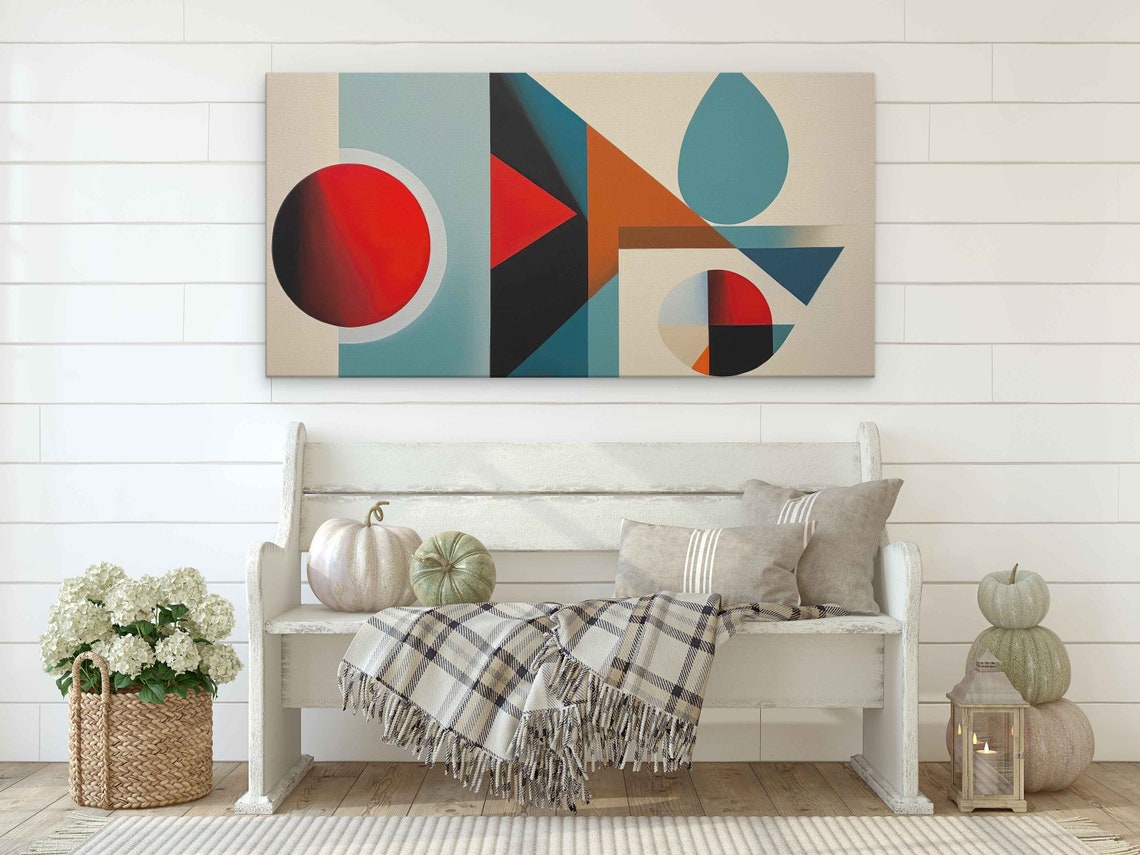 Boho Geometric Abstract Minimalist Wall Art Framed Print Ready To Hang Bathroom Decor Simple Living Room Decor - Image 2