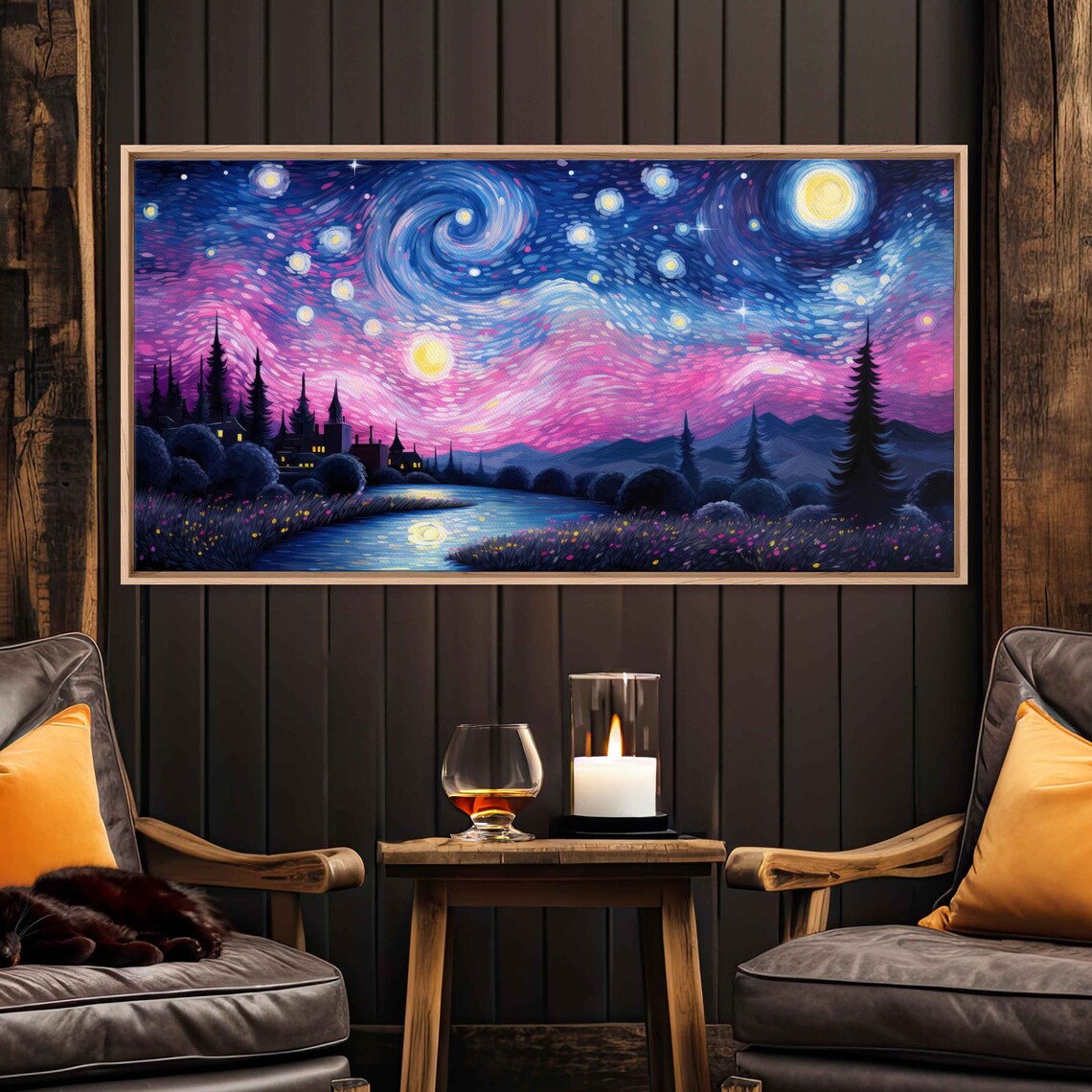 Starry Night Van Gogh-Inspired Impressionist Art Print - Image 3