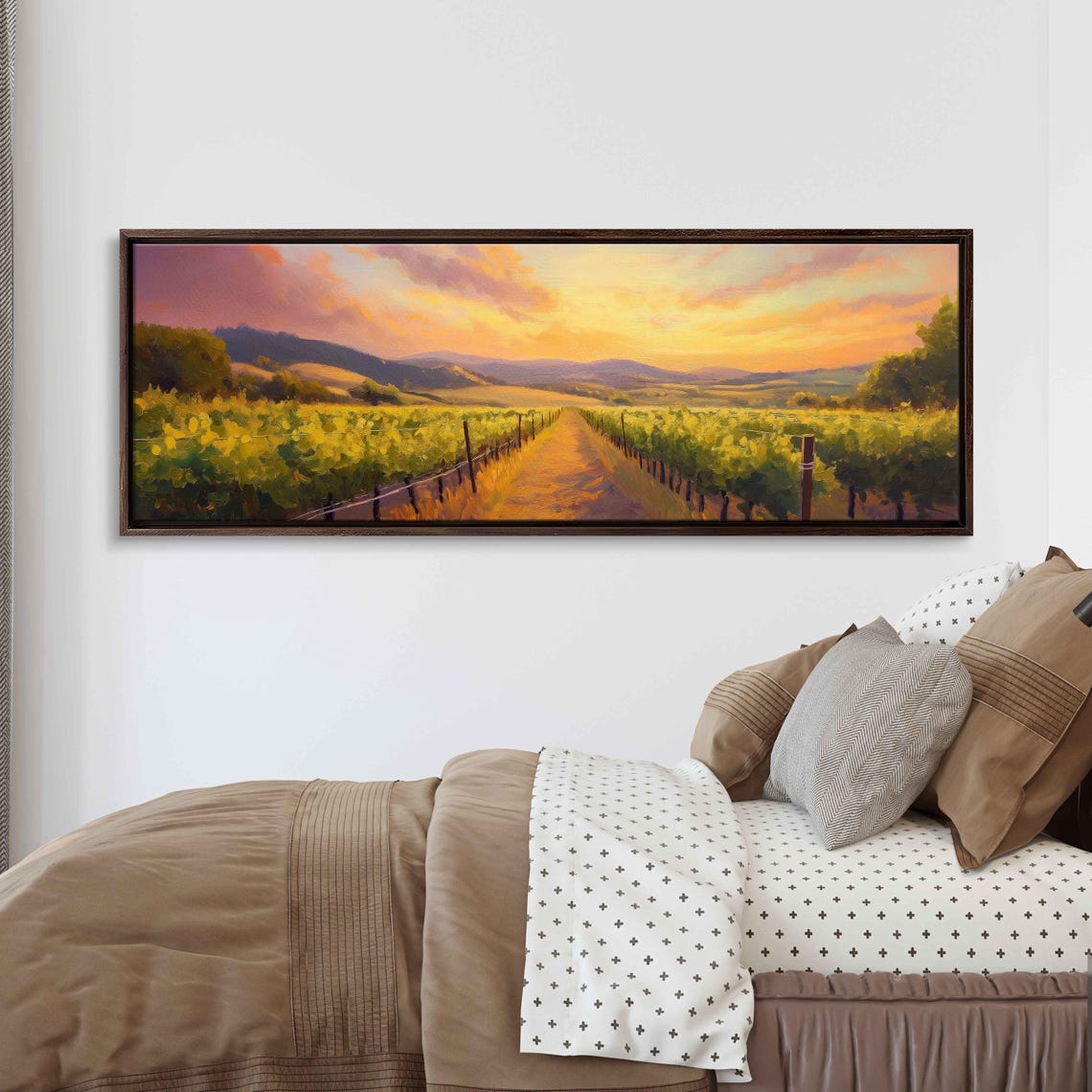Golden Sunset Vineyard Rows Panoramic Wine Country Landscape Poster - Image 3