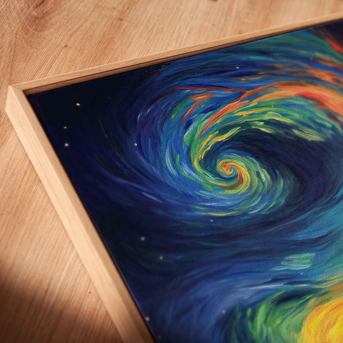 Dramatic Rainbow Aurora Vortex Over Mountain Lake Pine Night Sky Poster - Image 2