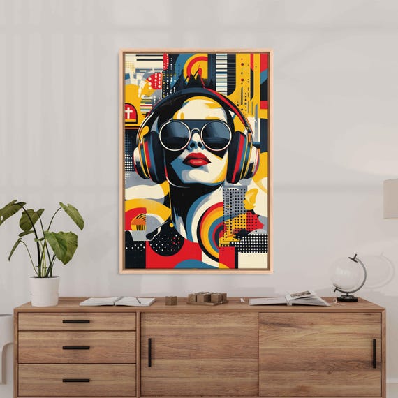 Bold Music Inspired Pop Art Wall Art Print Lively Colors Dynamic Graphics High Resolution