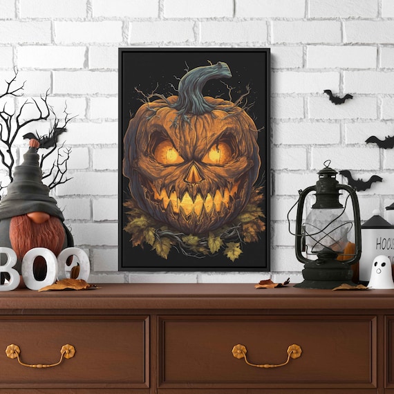 Glowing Eyed Jack O Lantern Evil Pumpkin Halloween Wall Art Print