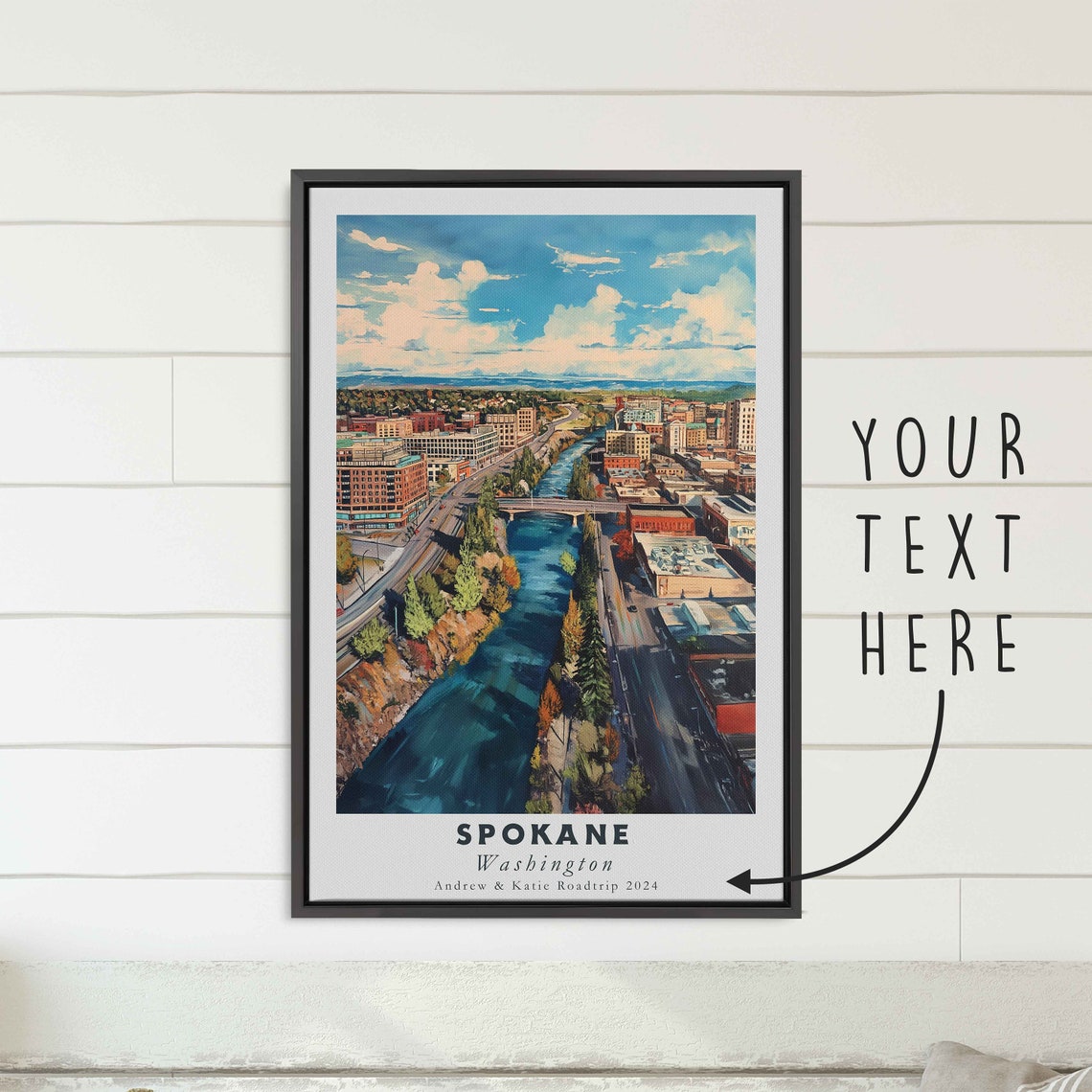 Spokane Washington Spokane River Aerial Downtown Bright Day Poster - Image 3
