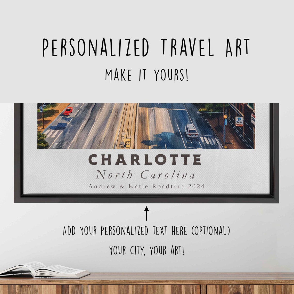Charlotte North Carolina Uptown Skyline Daytime Street Clouds Poster - Image 4