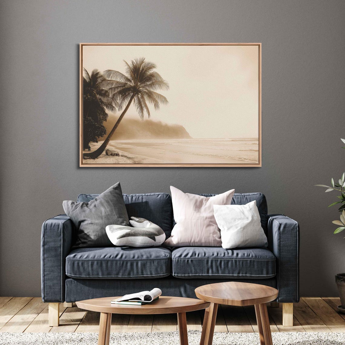 Serene Beach With Palm Trees Art Print
