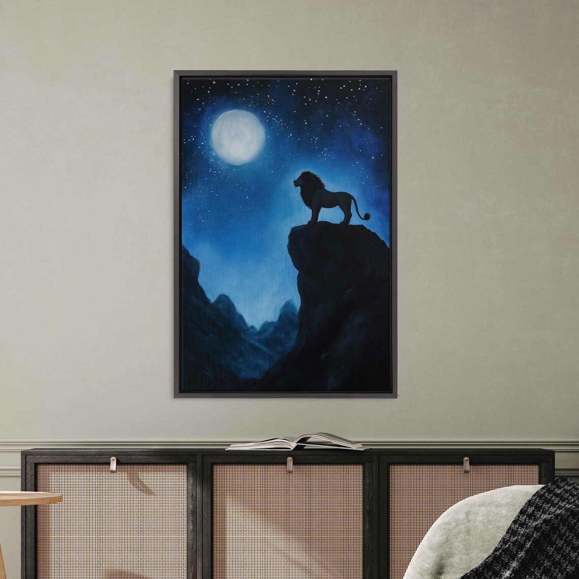 Lion Silhouette On Mountain, Starry Night Sky - Image 3