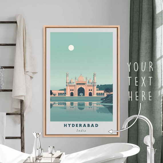 Hyderabad India Acrylic Painting Travel Art Framed Wall Art Framed Fine Art Poster Paper Print Travel Home Decor