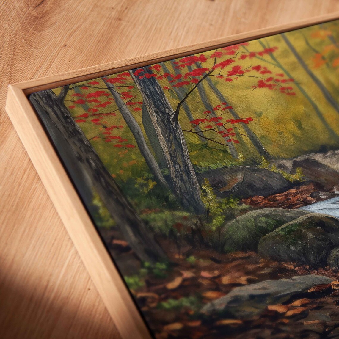 Whitetail Deer in Forest Stream Nature Photo Art Print - Image 2