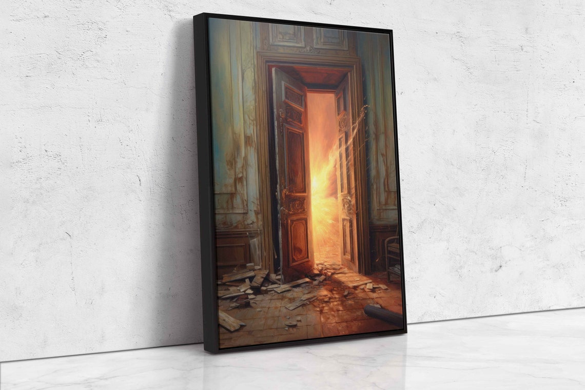 Glowing Portal Door To Golden Light Mystery Fantasy Art Print - Image 4