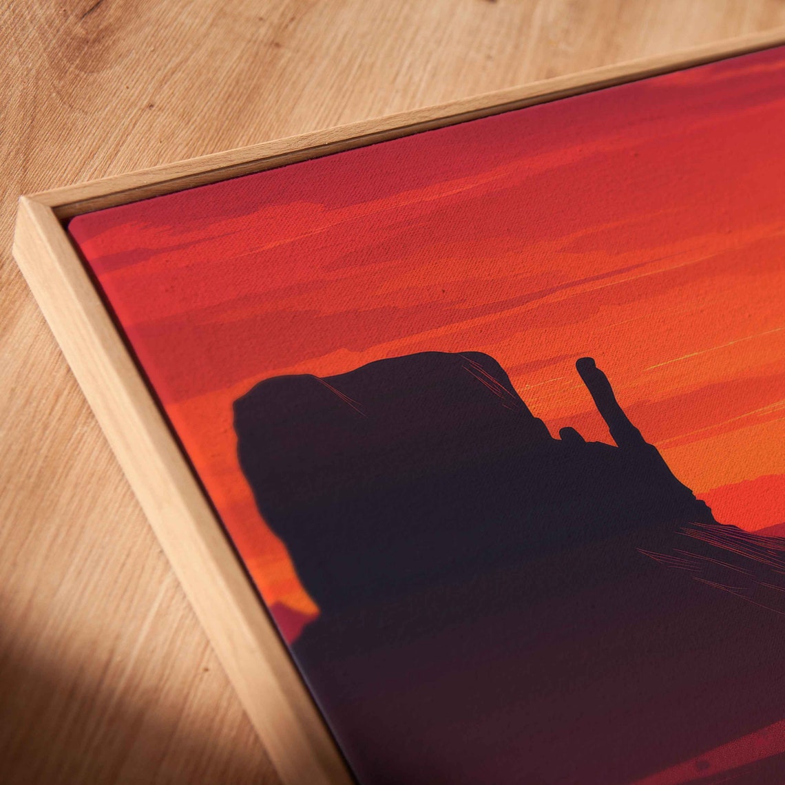 Cowboy Riding Horse Desert Sunset Red Rock Mesas Western Art Poster - Image 2