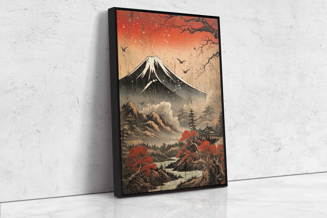 Mount Fuji Ukiyo E Style Vintage Japanese Autumn Landscape Print - Image 4