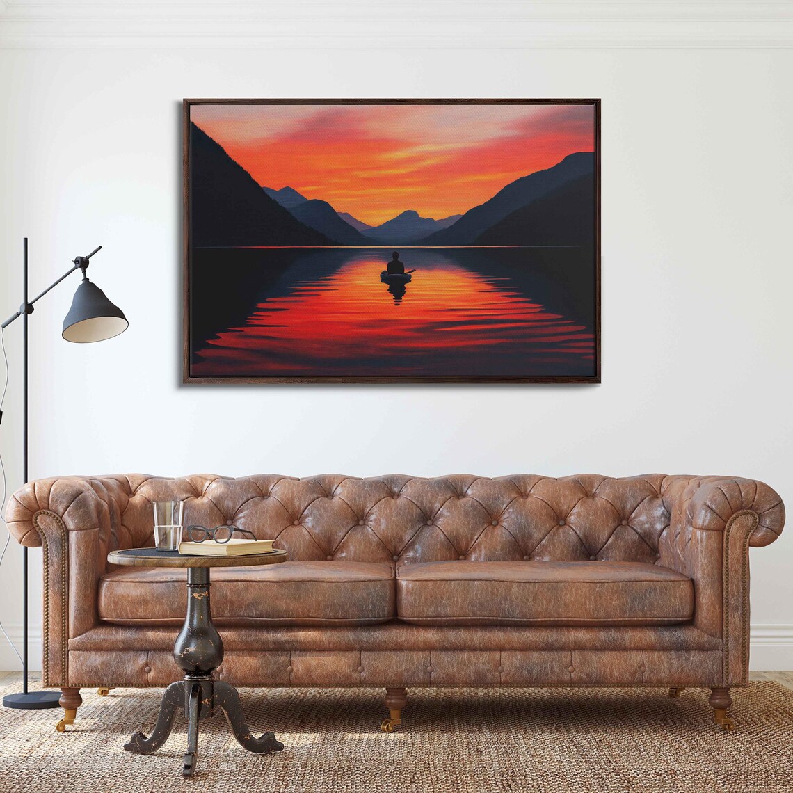 Serene Sunset Over Lake, Tranquil Reflection - Image 3
