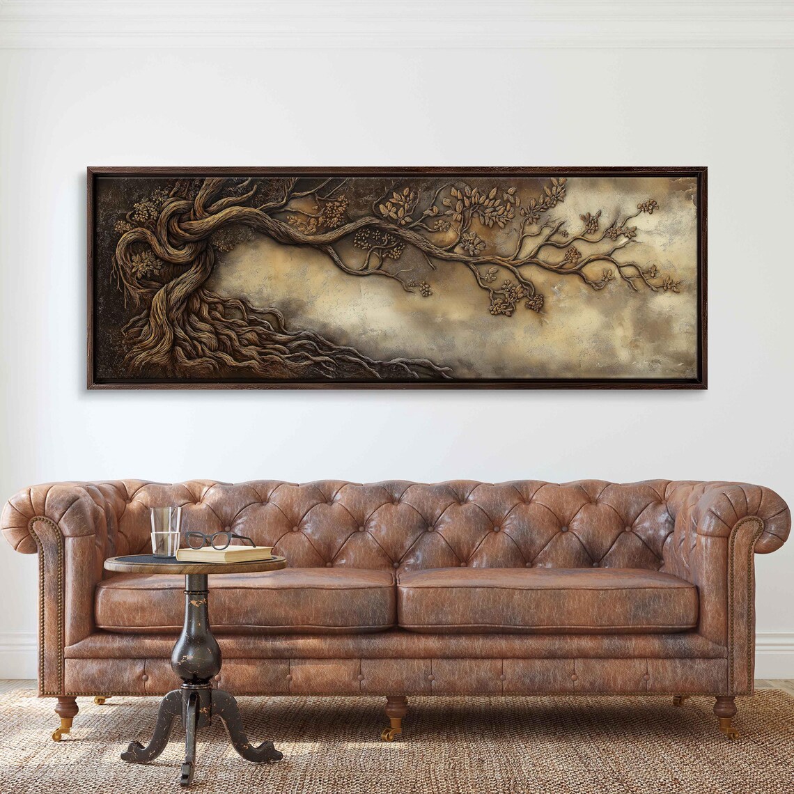 Tree Of Life Wall Art Print Intricate Earth Toned Pastel Design Textured Nature Illustration - Image 3