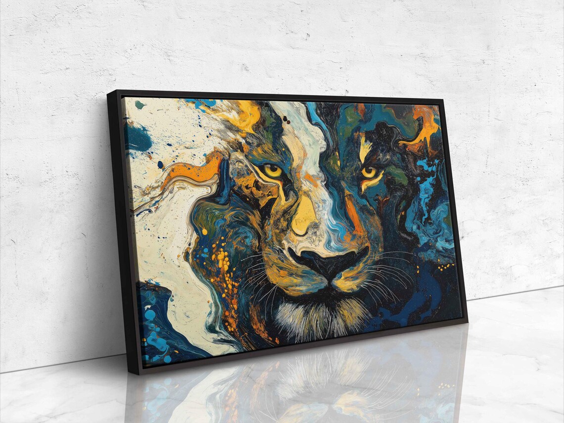 Abstract Lion Face, Van Gogh Inspired Swirling Patterns - Image 4