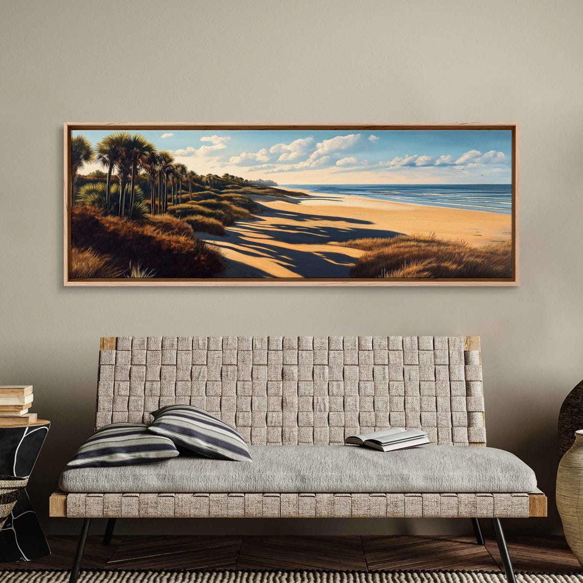 Kiawah Island Beach Scene Wall Art Print Palm Trees Golden Sands Ocean Waves