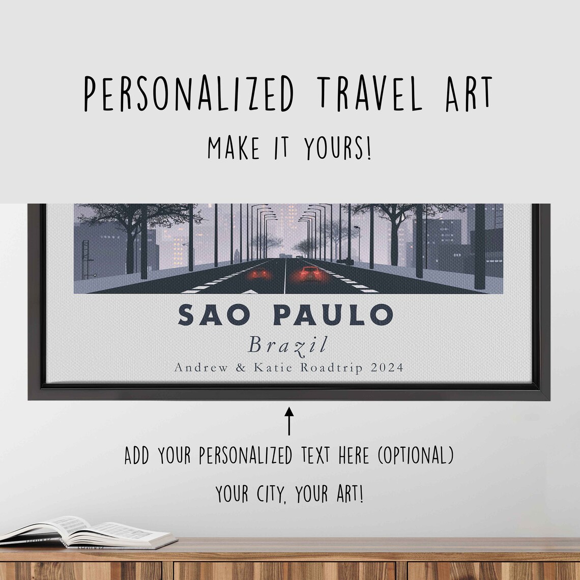 Sao Paulo Brazil Dusk Boulevard Street Lights Tower Minimal Poster - Image 4