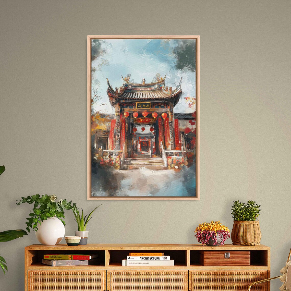 Traditional Chinese Temple Art Print, New Years Decorations