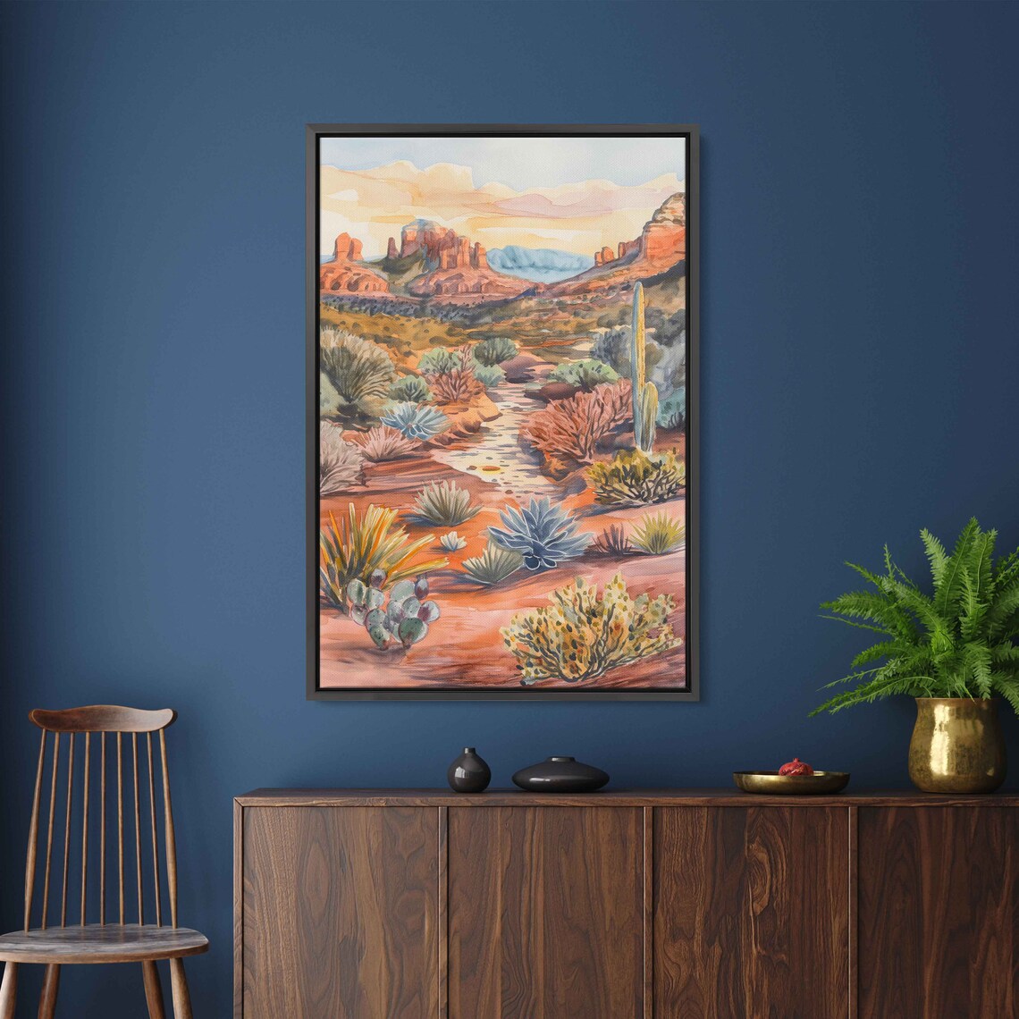 Sedona Arizona Red Rock Desert Cactus Watercolor Landscape Art Poster - Image 3
