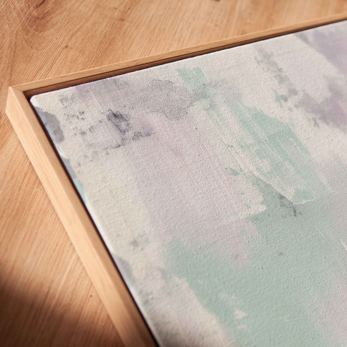 Lavender Mint White Wide Abstract Brushstrokes Modern Painting Poster - Image 2