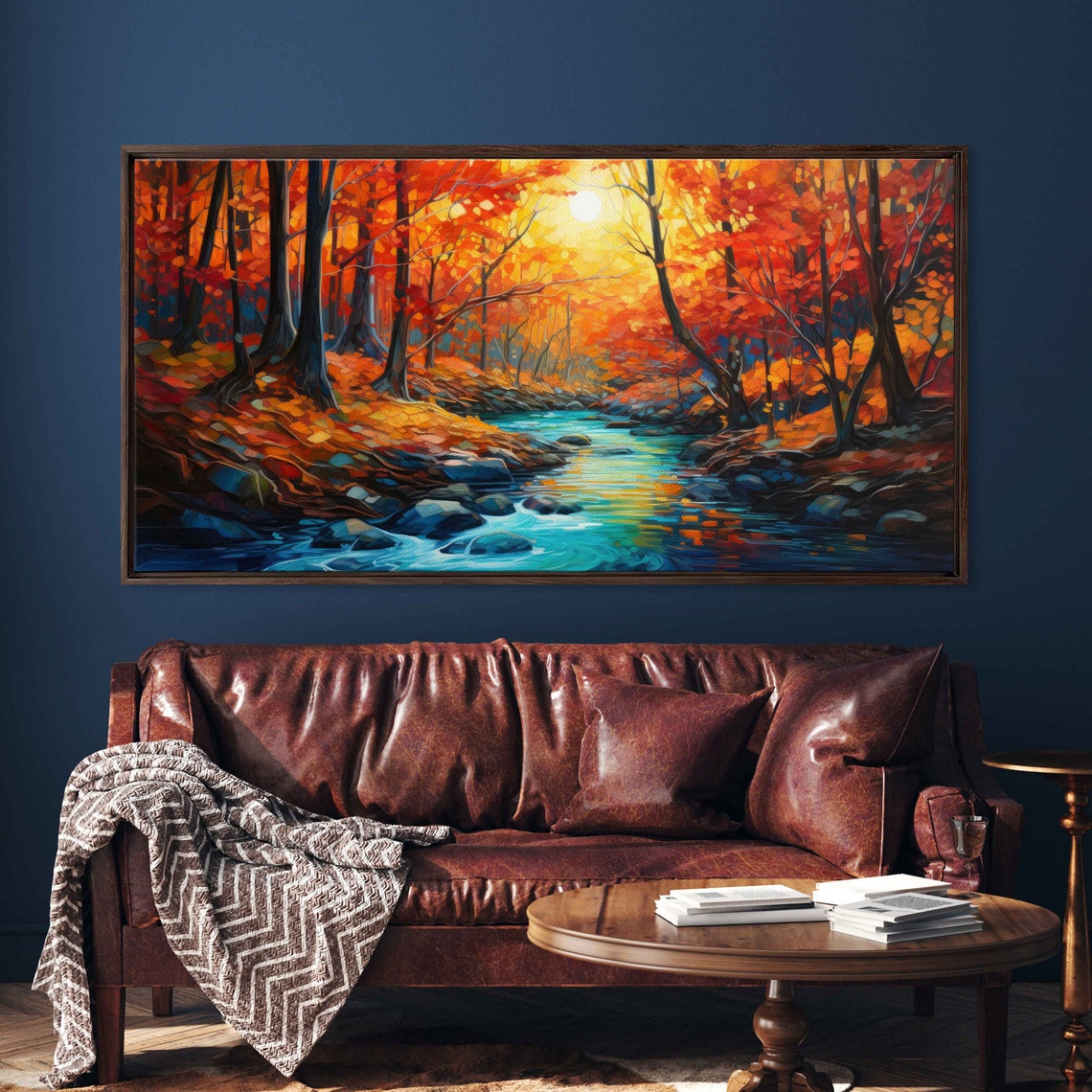 Autumn Forest Stream Sunlit Fall Foliage Colorful Nature Poster - Image 2