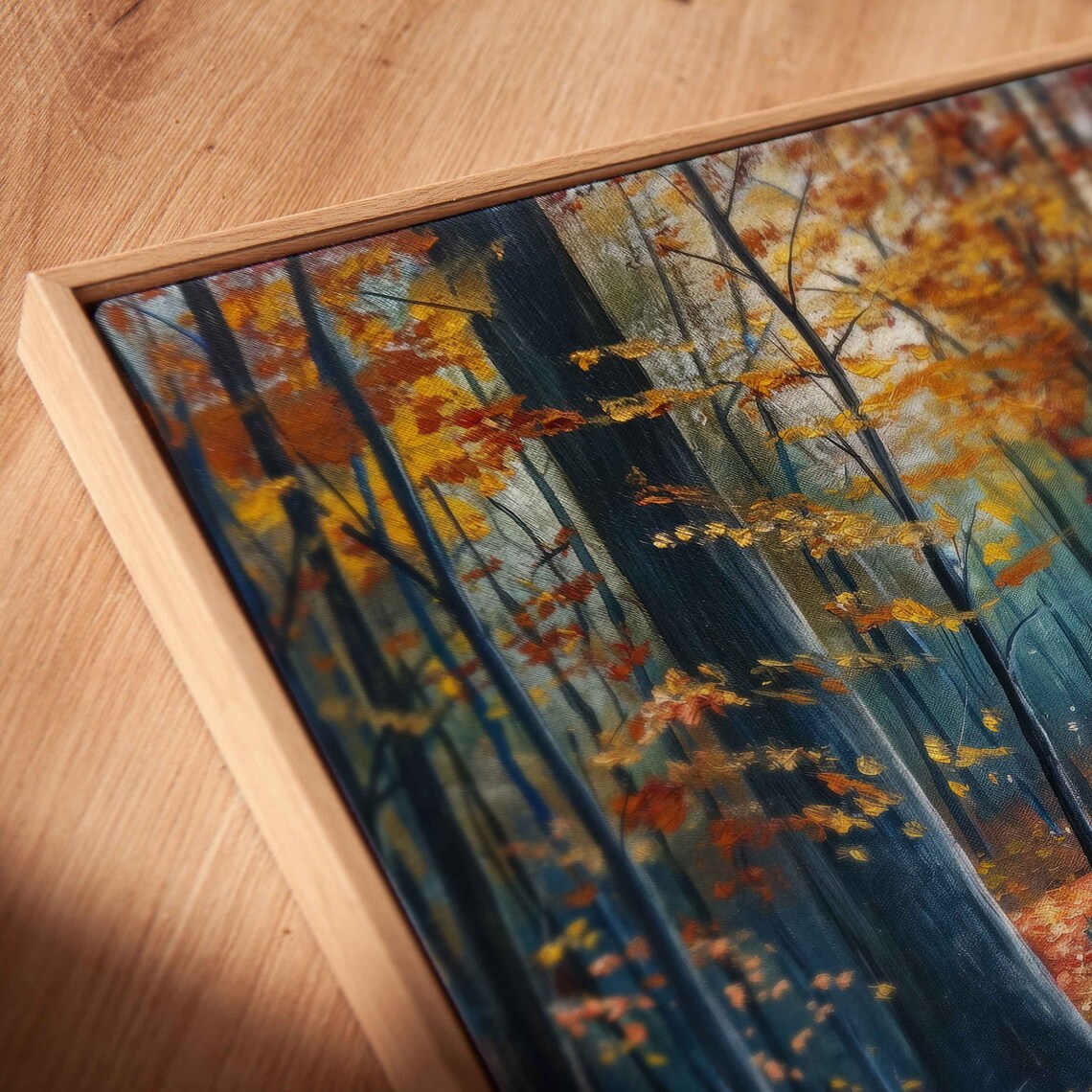 Serene Wooded Pathway, Fall Leaves Forest Art Print - Image 2