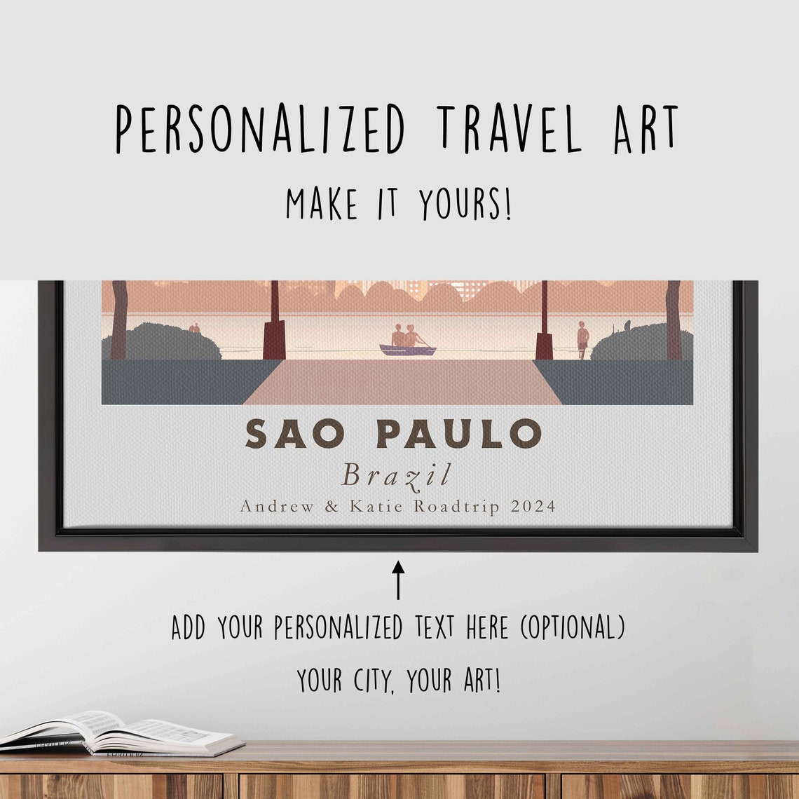 Sao Paulo Brazil Retro Park Evening Tower Sunset Skyline Art Poster - Image 4
