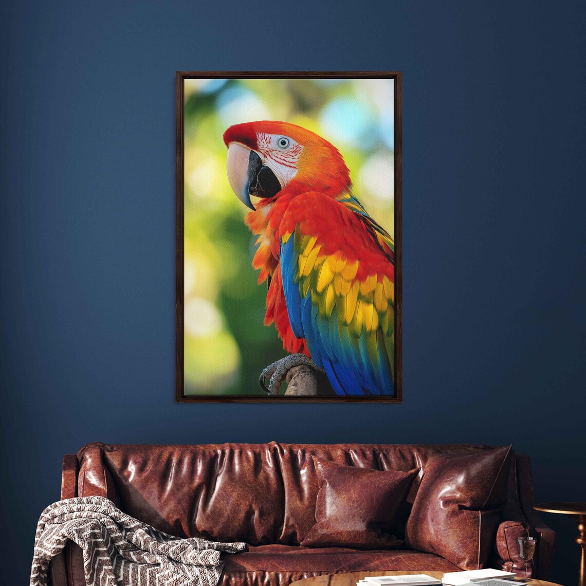 Scarlet Macaw Parrot Portrait Vibrant Tropical Bird Photography Poster