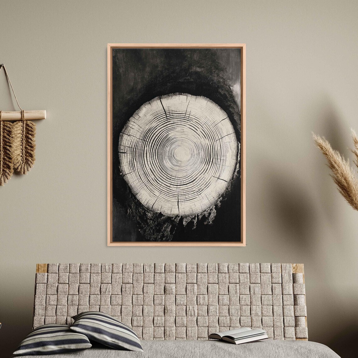 Tree Rings Art Wall Art Print Vintage Black And White Design Organic Wood Beauty - Image 3