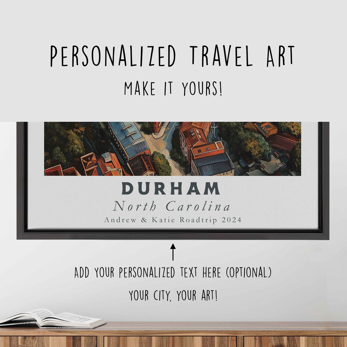 Durham North Carolina Aerial Historic Brick Downtown Green View Poster - Image 4