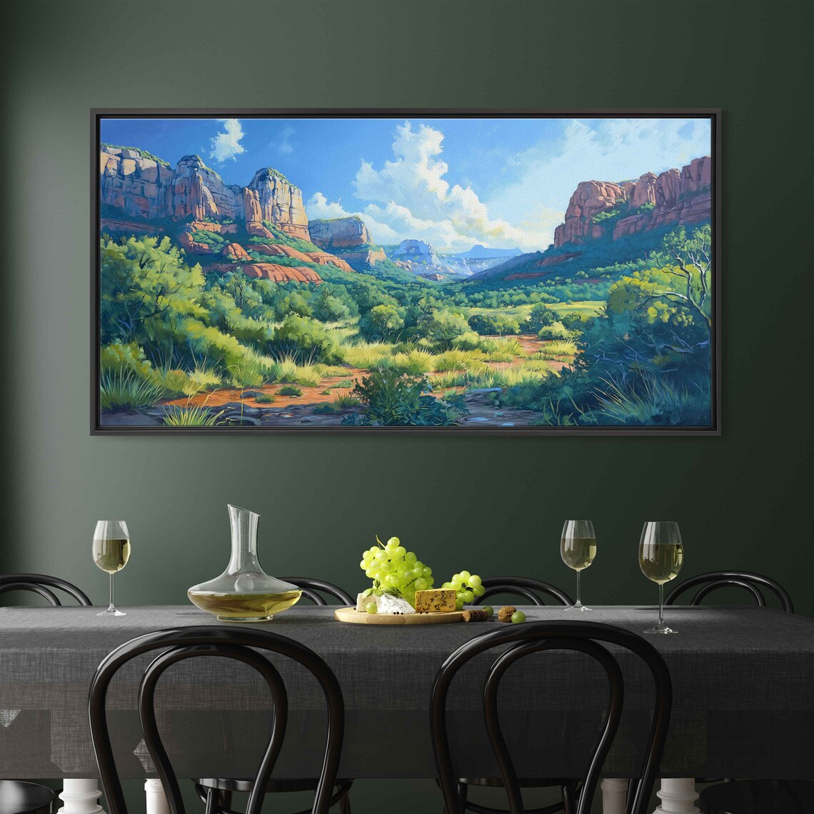 Sedona Red Rock Canyon With Lush Green Valley And Stream Poster - Image 3
