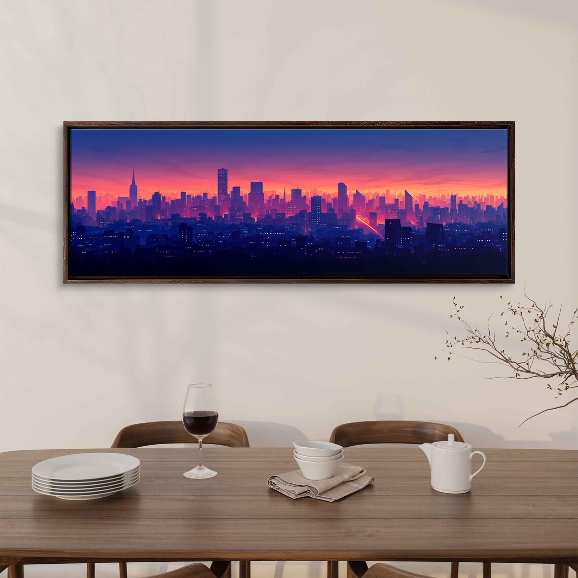 Twilight Cityscape, Magical Urban Glow Skyline