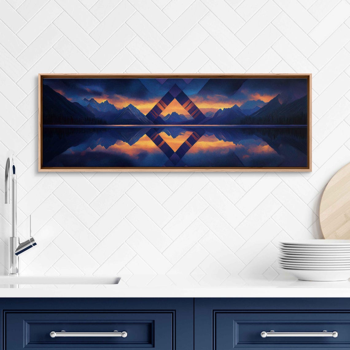 Dramatic Canadian Rockies Wall Art Print Twilight Sky Serene Reflections Oil Painting - Image 3