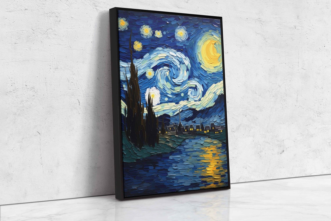 Van Gogh Inspired Starry Night Painting Framed Print Ready To Hang - Image 4