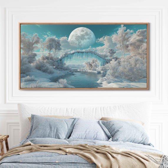 Mystical Ice Bridge Under Pearl Moon Art Print