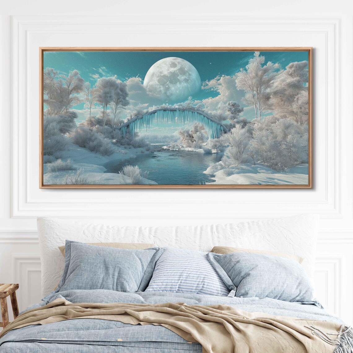 Mystical Ice Bridge Under Pearl Moon Art Print