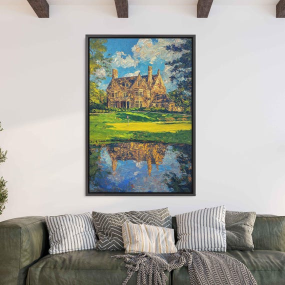 Winged Foot Golf Club Clubhouse Oil Wall Art Print Impressionist Painting Gift For Golfer Man Cave Painting Ready To Hang