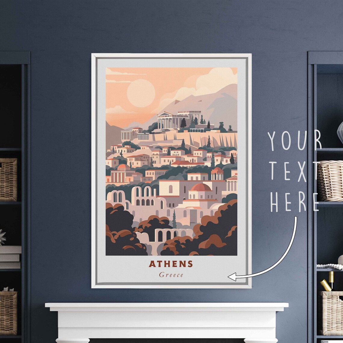 Athens Greece Acropolis Parthenon Sunset Old Town Travel Poster