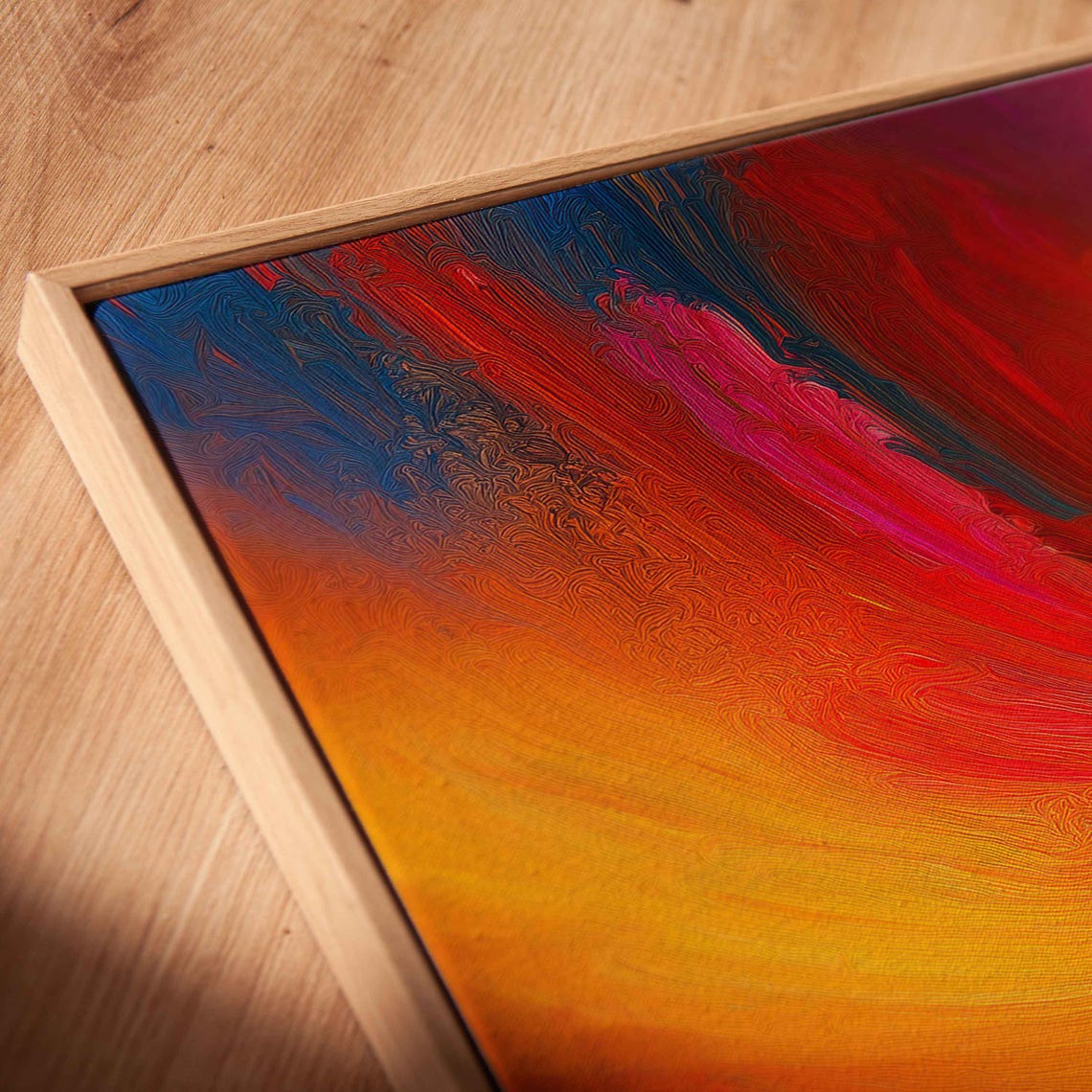 Abstract Colorful Flowing Waves Sunset Sunrise Blend Modern Art Poster - Image 2