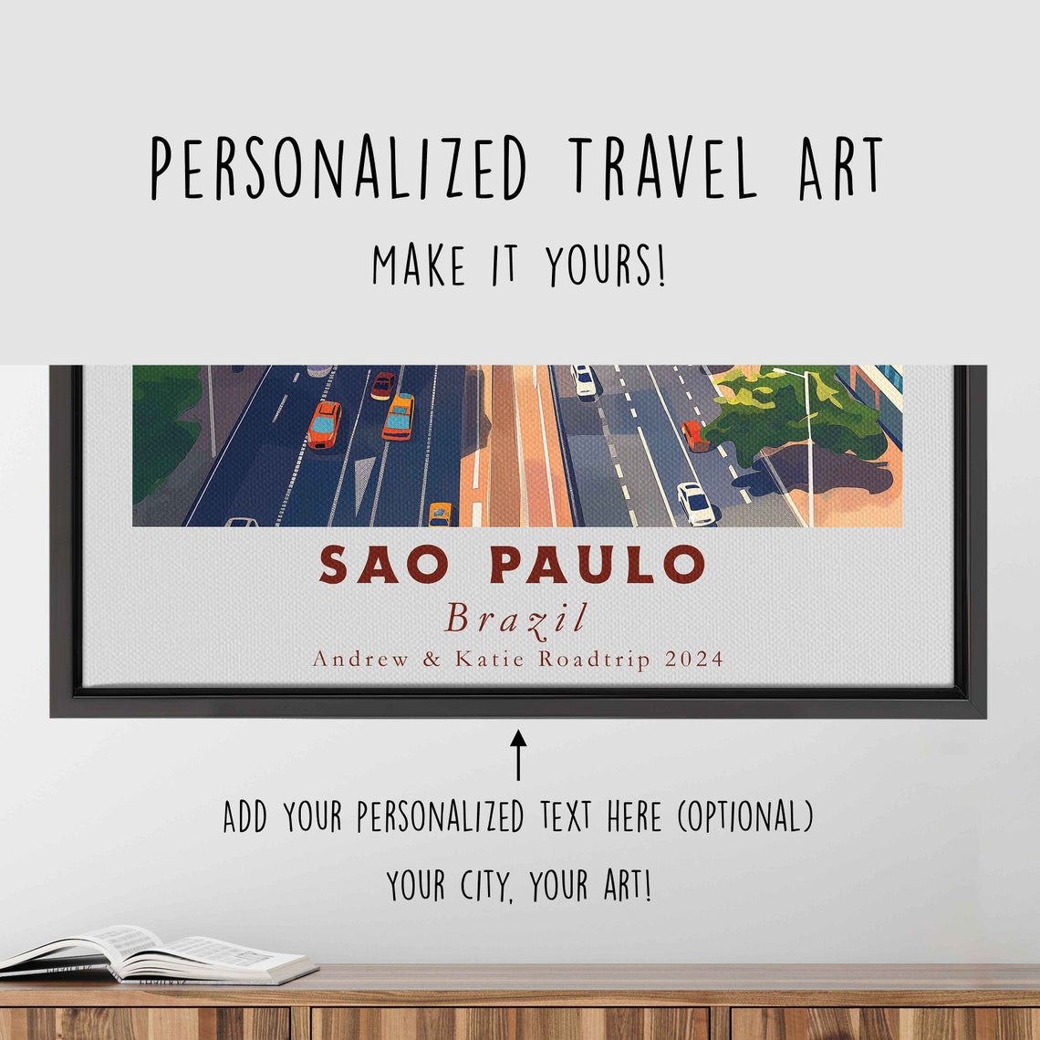 Sao Paulo Brazil Retro Avenue Street Colorful Skyline Poster - Image 4