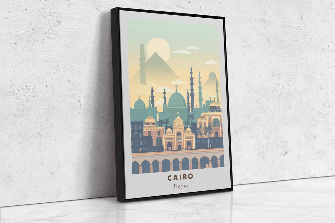 Cairo Egypt Pyramids Mosques Nile Sunset Minimalist Travel Poster - Image 2
