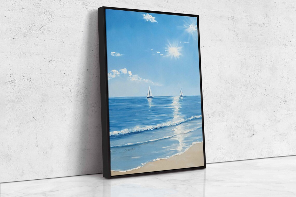 Peaceful Ocean View With Sailboats Art Print - Image 4