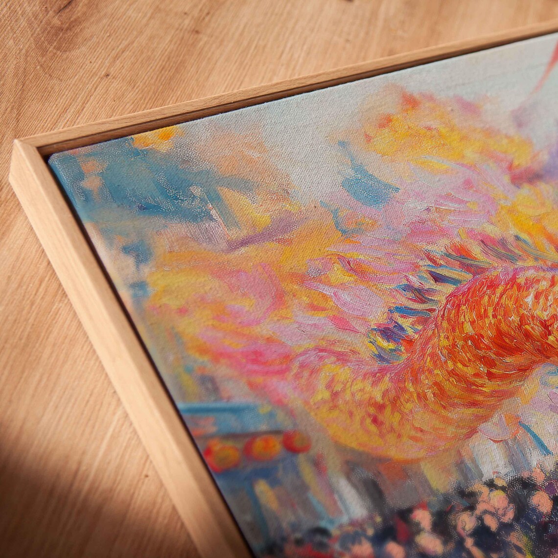 Chinese Dragon Dance Parade Golden Dragon Street Festival Painting Poster - Image 2