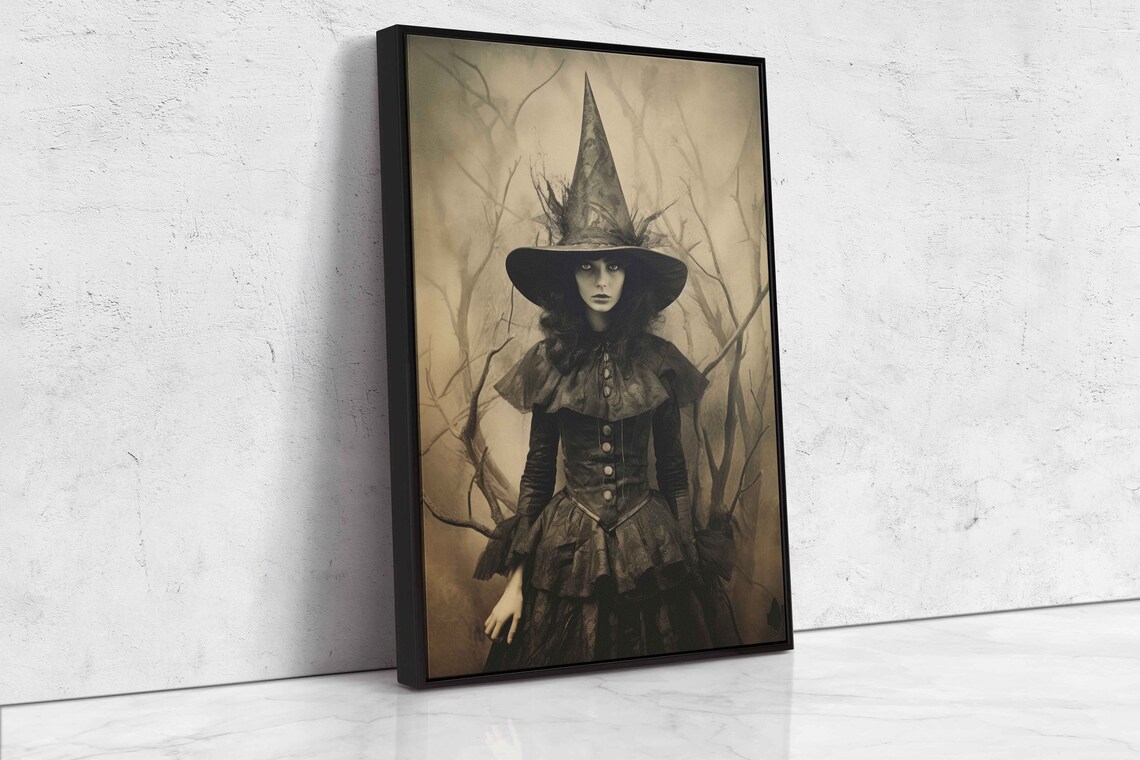 Spooky Witch Painting, Scary Halloween Art Print - Image 4